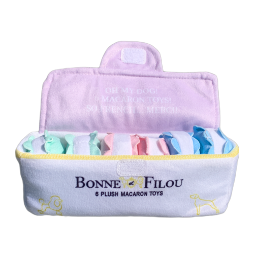 Plush Macaron Squeaky Dog Toy, Box of 3 or 6