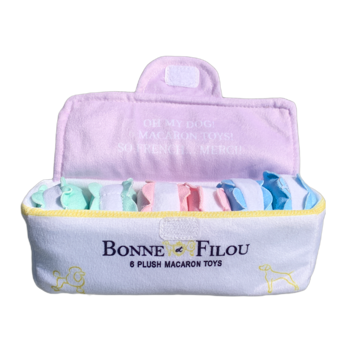Plush Macaron Squeaky Dog Toy, Box of 3 or 6