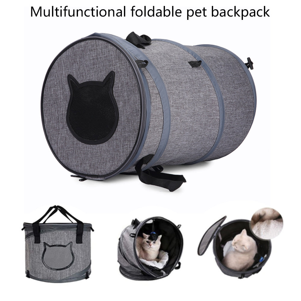 Foldable Cat Carrier Bag With Skylight, Grey
