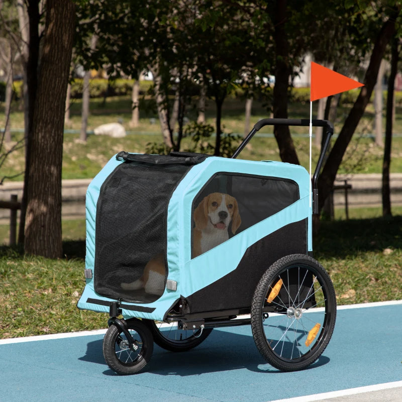 2 in 1 Dog Bike Trailer and Stroller, Pastel Blue