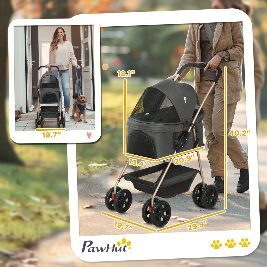 3 in 1 Pet Stroller With Detachable Carrier, Grey
