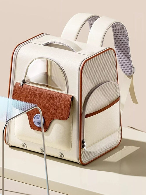 Breathable Pet Carrier Backpack With Front Flip Panel