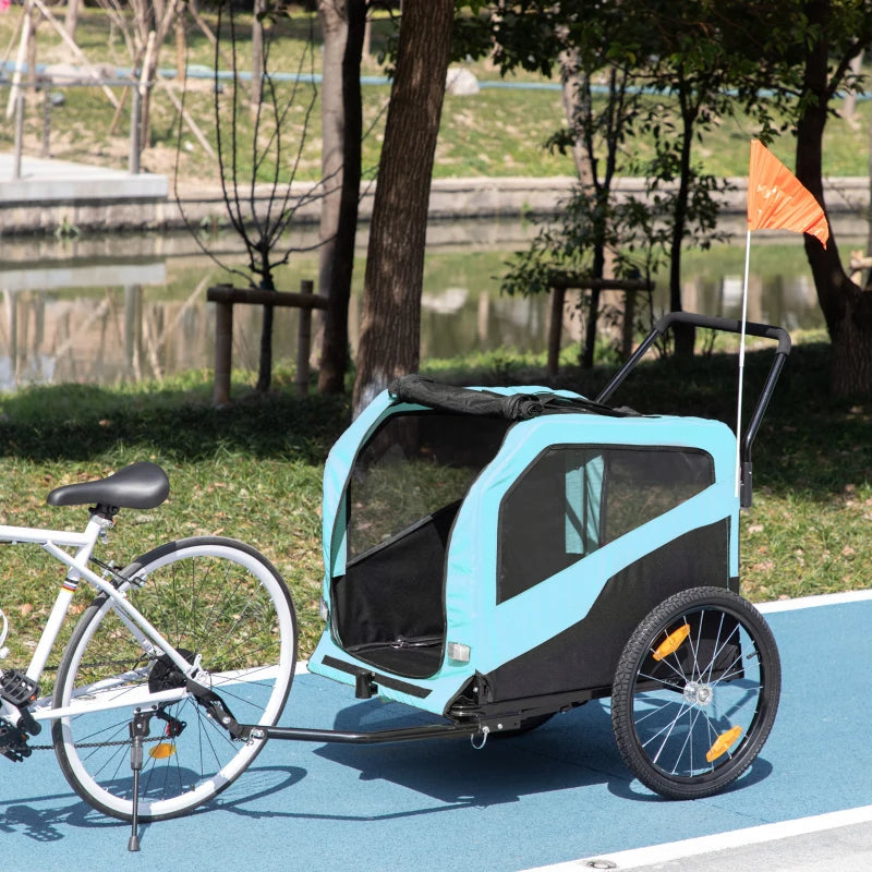 2 in 1 Dog Bike Trailer and Stroller, Pastel Blue