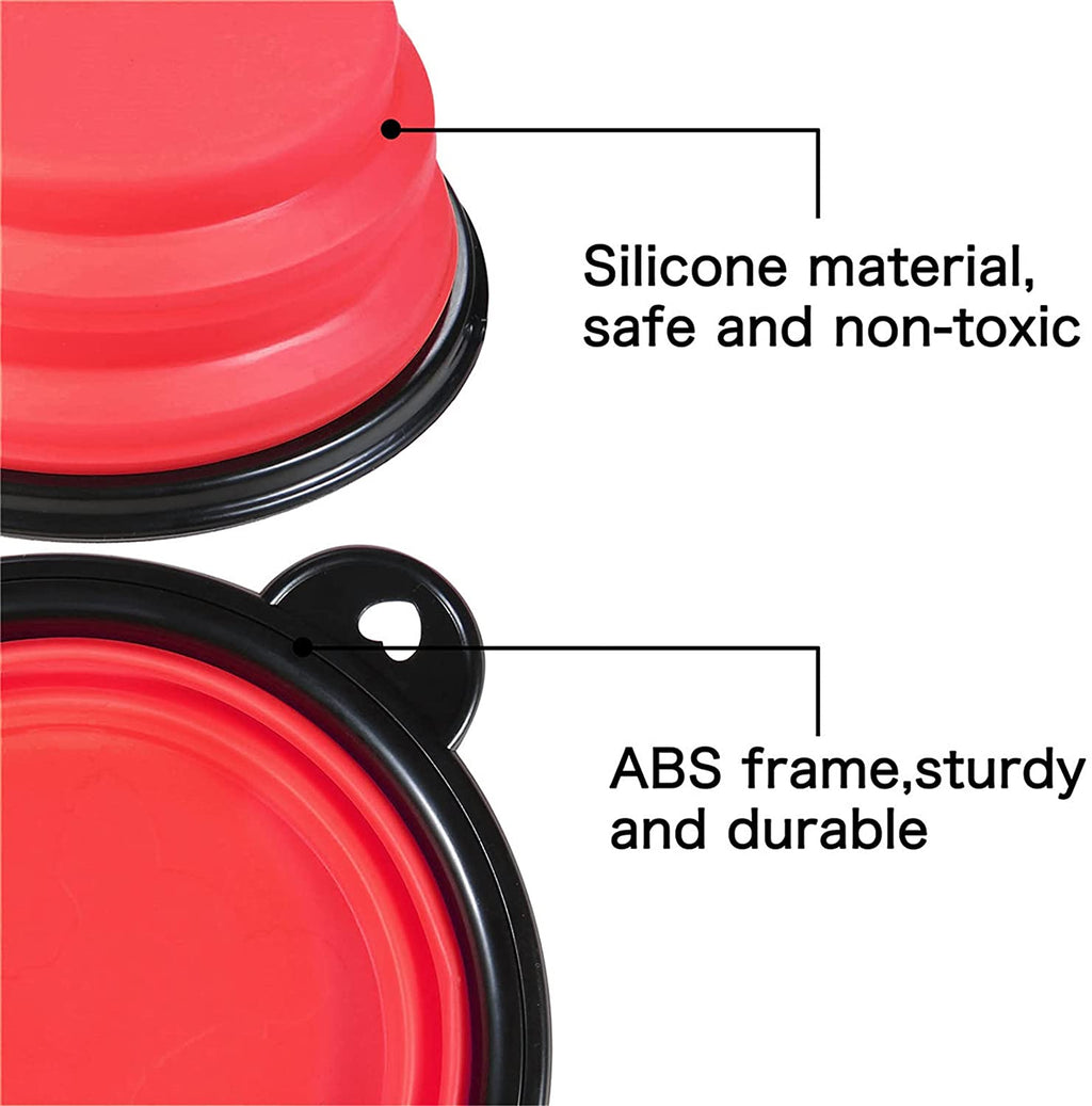 Collapsible Travel Dog Bowl, 12 oz, Set of 5, Red