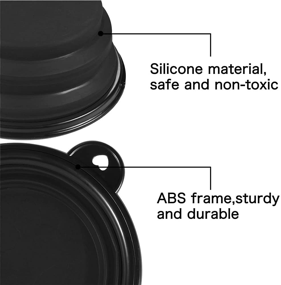 Collapsible Travel Dog Bowl, 12 oz, Set of 5, Black