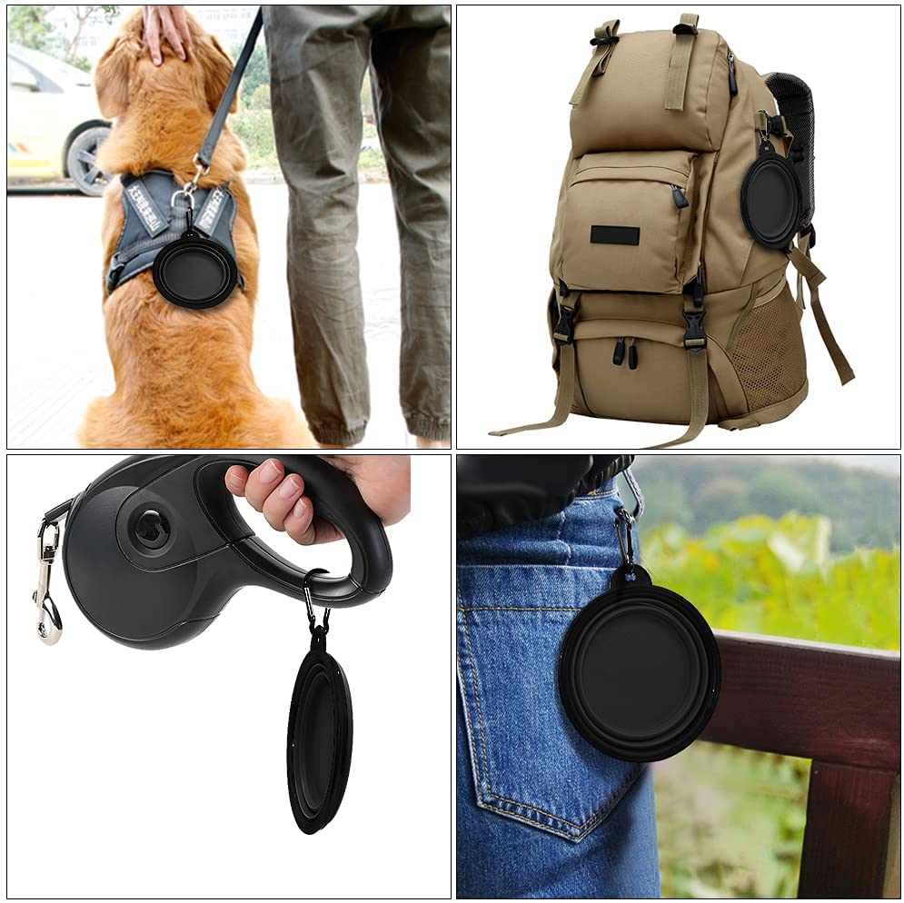 Collapsible Travel Dog Bowl, 12 oz, Set of 5, Black