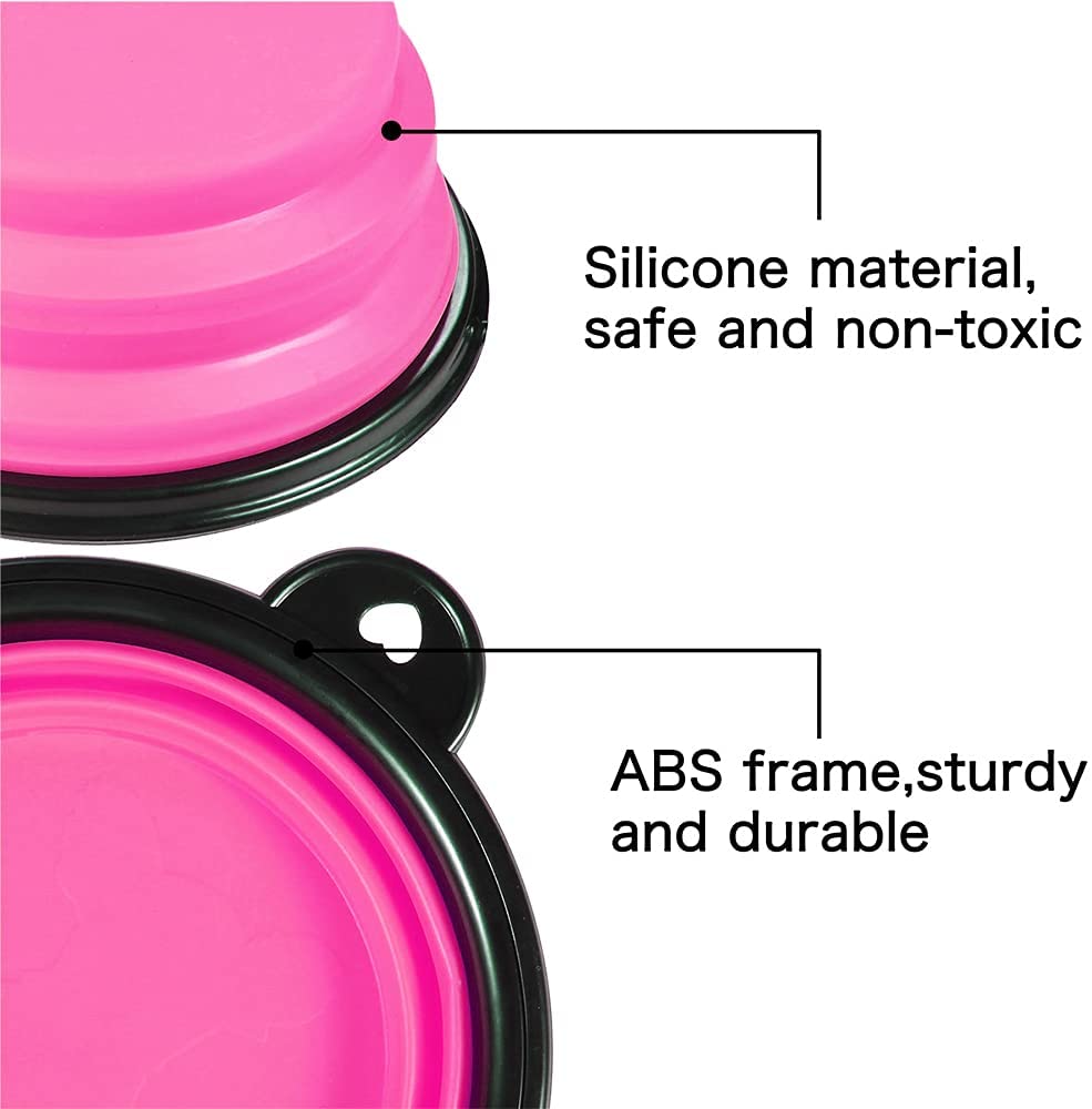 Collapsible Travel Dog Bowl, 12 oz, Set of 5, Pink