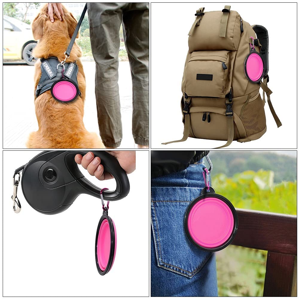 Collapsible Travel Dog Bowl, 12 oz, Set of 5, Pink