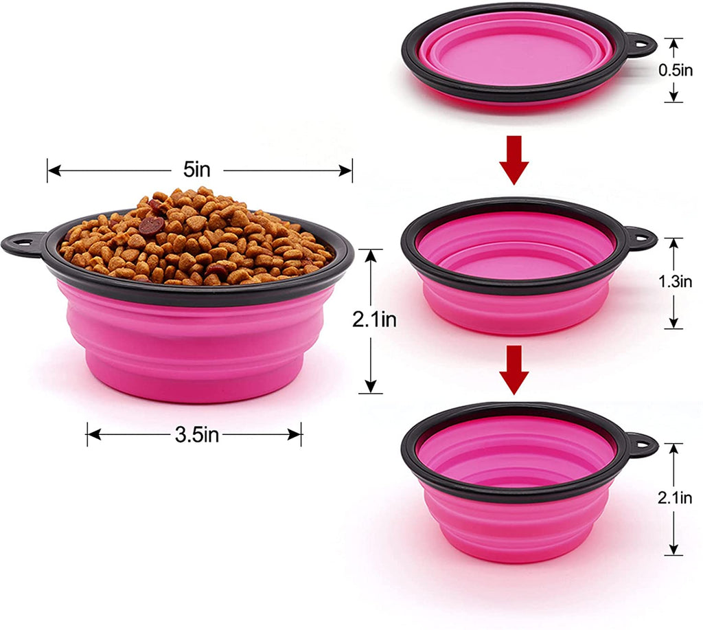 Collapsible Travel Dog Bowl, 12 oz, Set of 5, Purple