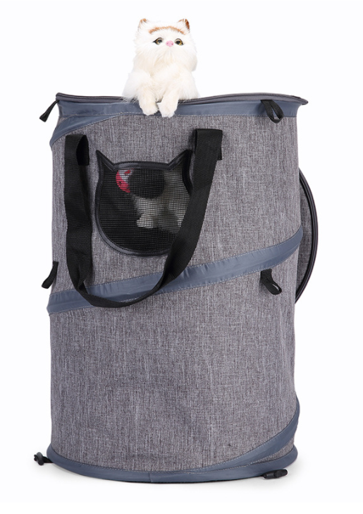 Foldable Cat Carrier Bag With Skylight, Grey