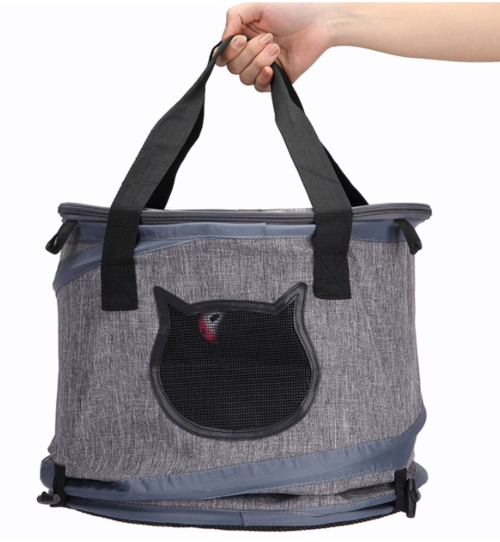 Foldable Cat Carrier Bag With Skylight, Grey
