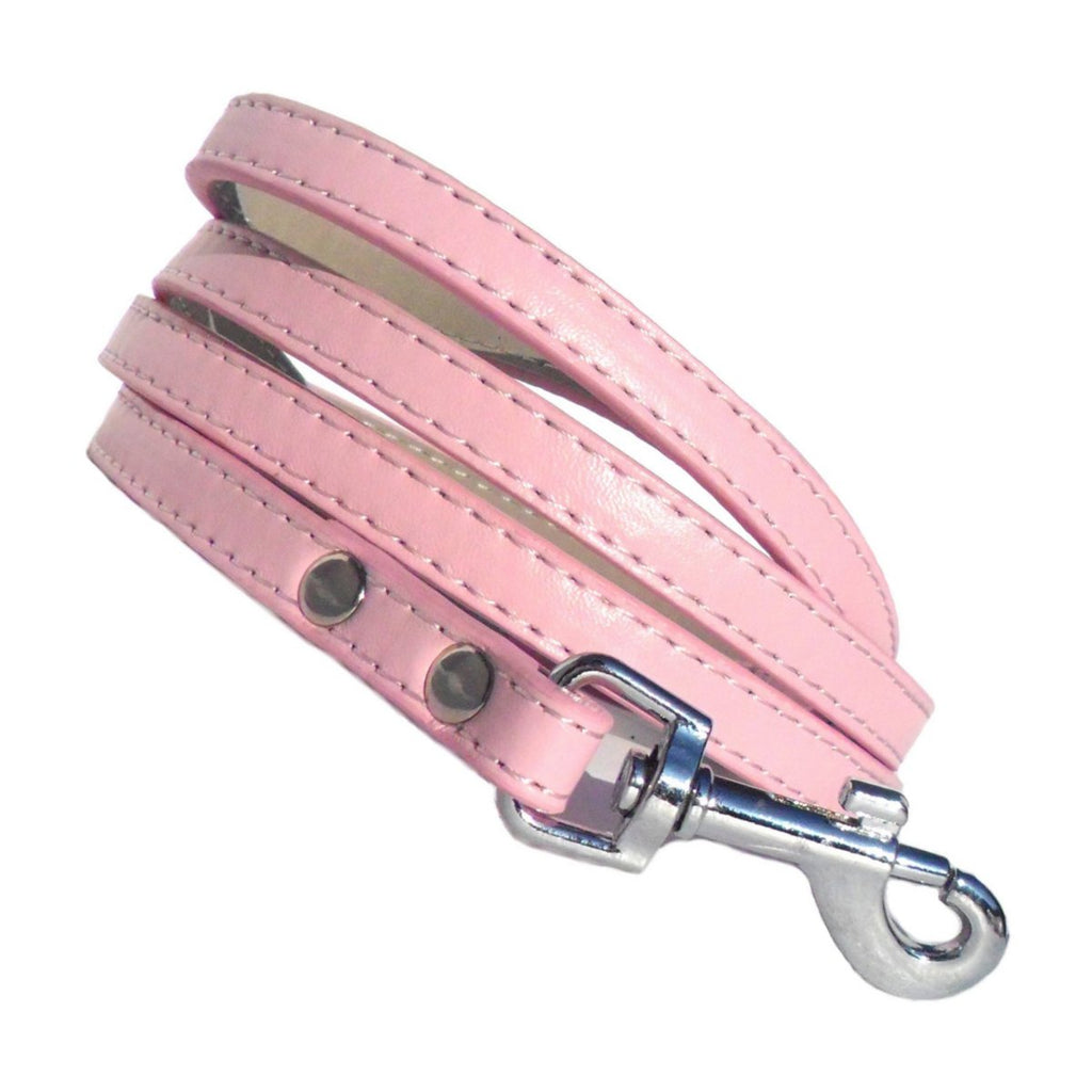 Classic Faux Leather Dog Leash, 4 ft, Baby Blue