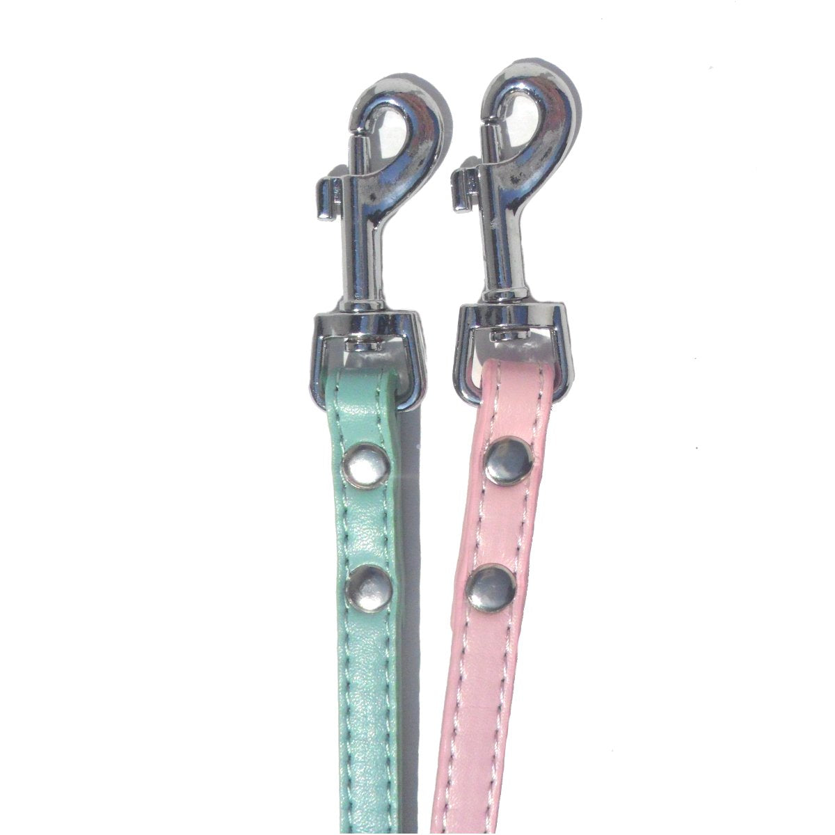 Classic Faux Leather Dog Leash, 4 ft, Baby Blue