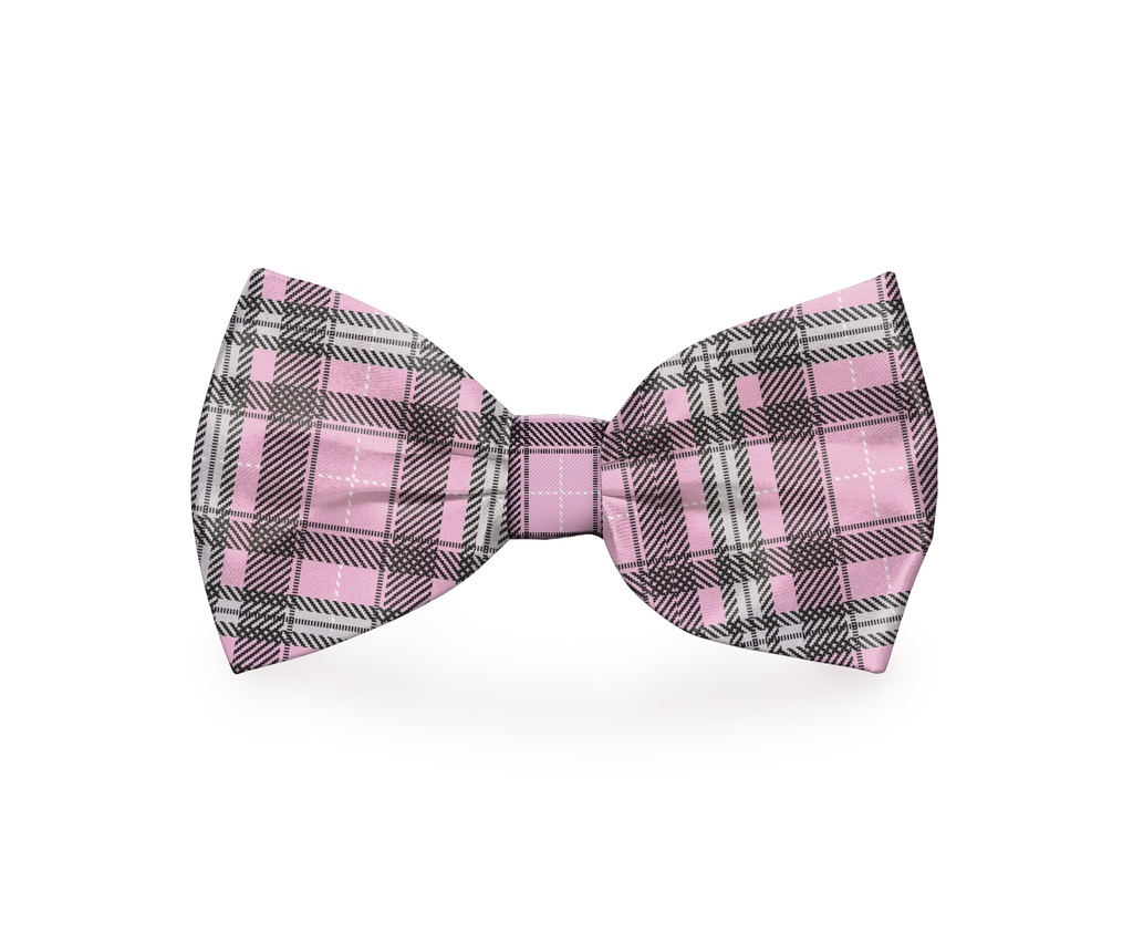 Plaid Print Pink Dog Bow Tie