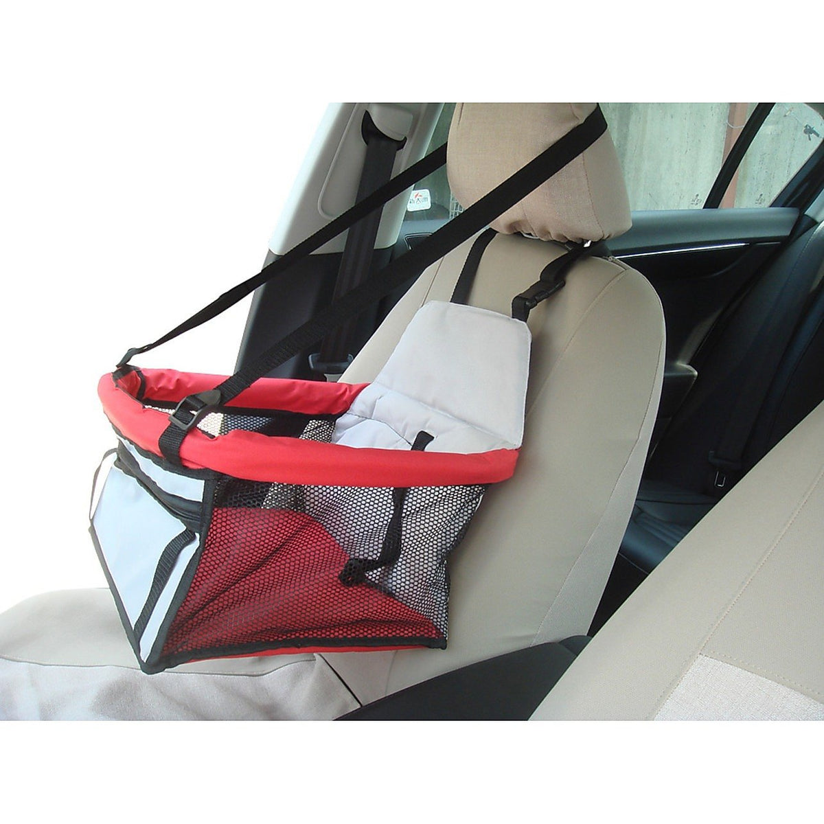Pet Car Booster Seat With Safety Leash, Red