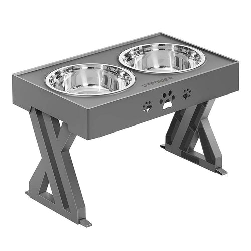 Height Adjustable Elevated Dog Bowl Stand, Stainless Steel