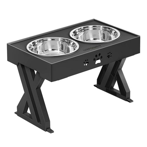 Height Adjustable Elevated Dog Bowl Stand, Stainless Steel