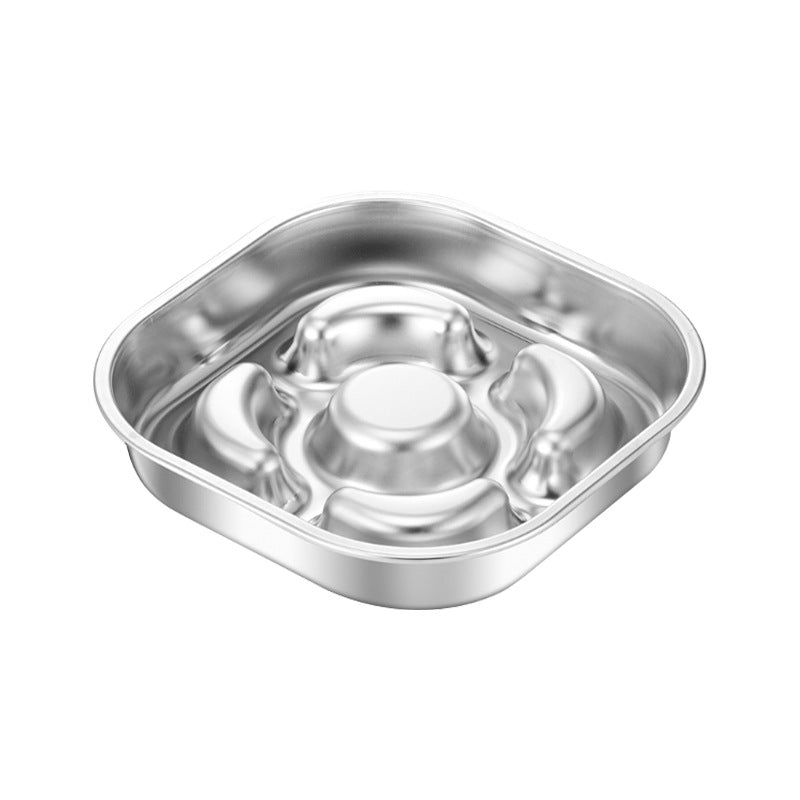 Stainless Steel Slow Feeder Dog Bowl, Square