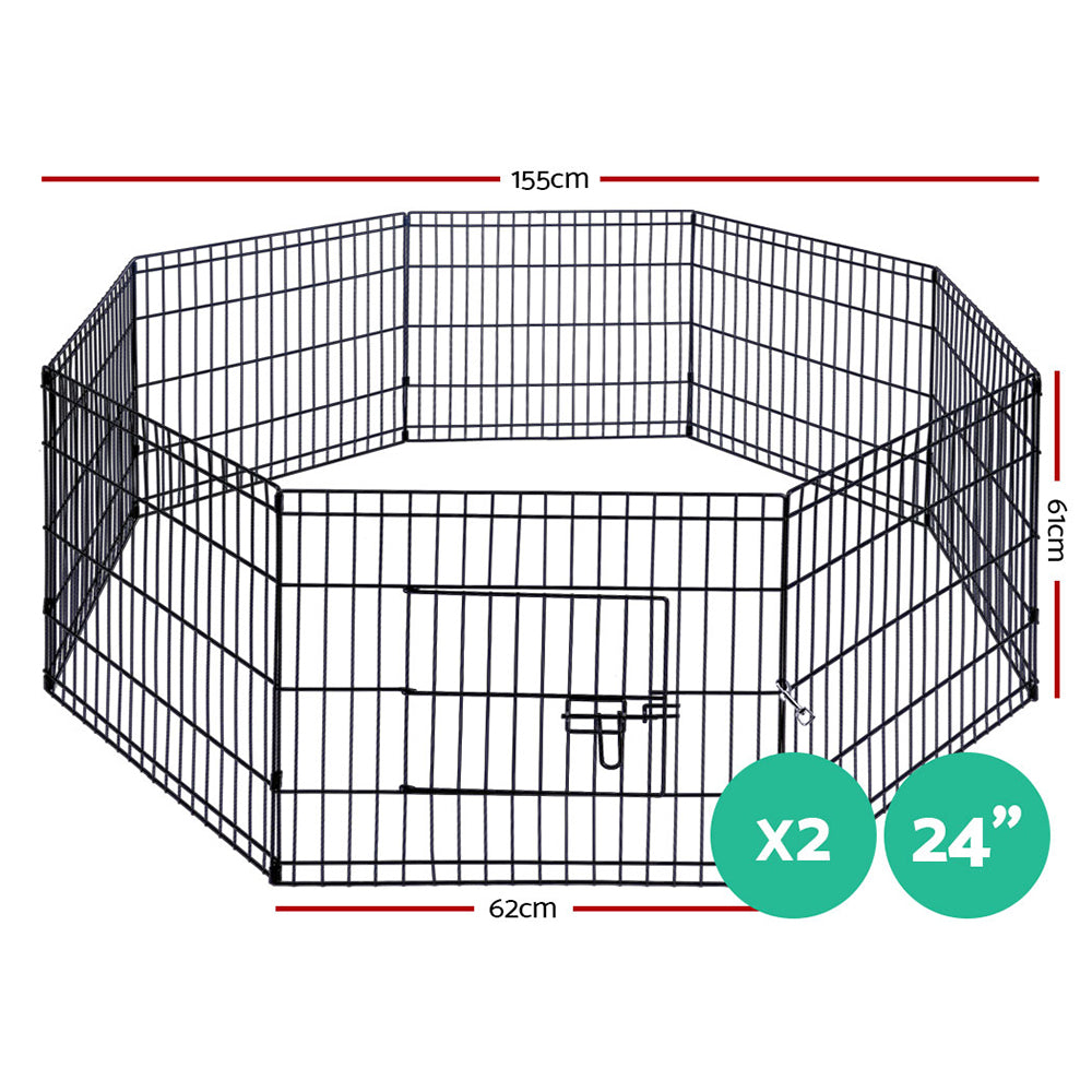 Foldable Pet Playpen, 24 In High, Two Eight Panel Sets
