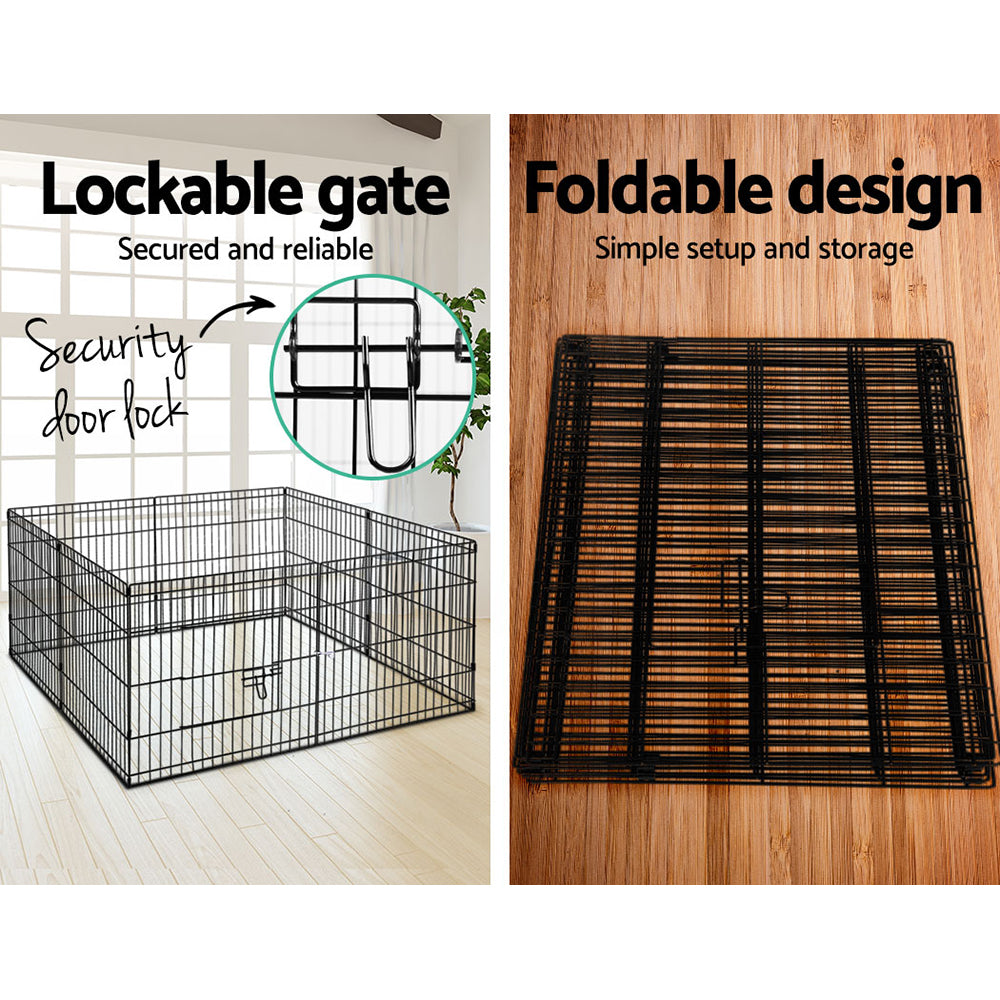 Foldable Pet Playpen, 24 In High, Two Eight Panel Sets