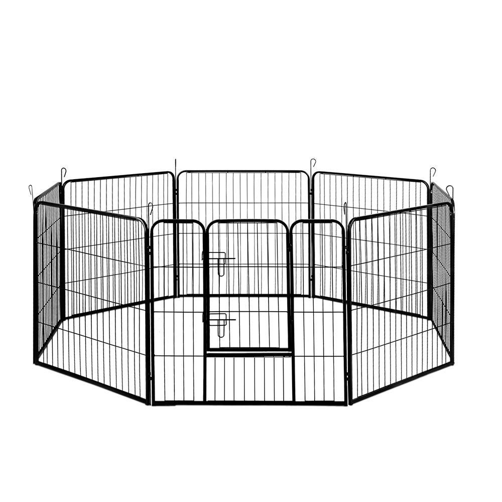Foldable Eight Panel Pet Playpen, 80 cm Panels, Black