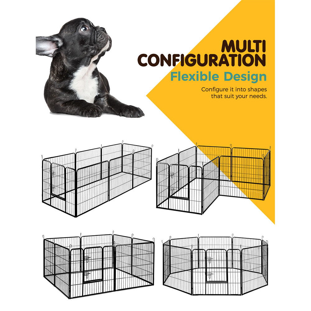 Foldable Eight Panel Pet Playpen, 80 cm Panels, Black