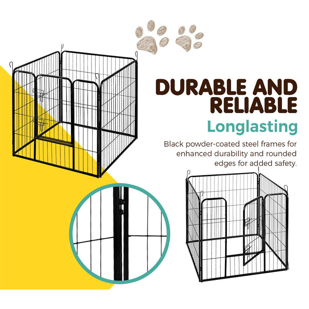 Foldable Eight Panel Pet Playpen, 80 cm Panels, Black