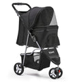 Foldable Three Wheel Pet Stroller With Storage Basket
