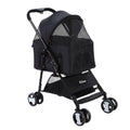 Foldable 3 in 1 Pet Stroller, Four Wheel, Medium Black