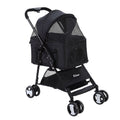 Foldable 3 in 1 Pet Stroller, Four Wheel, Medium Black