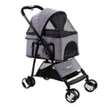 Foldable 3 in 1 Pet Stroller, Four Wheel, Medium Grey