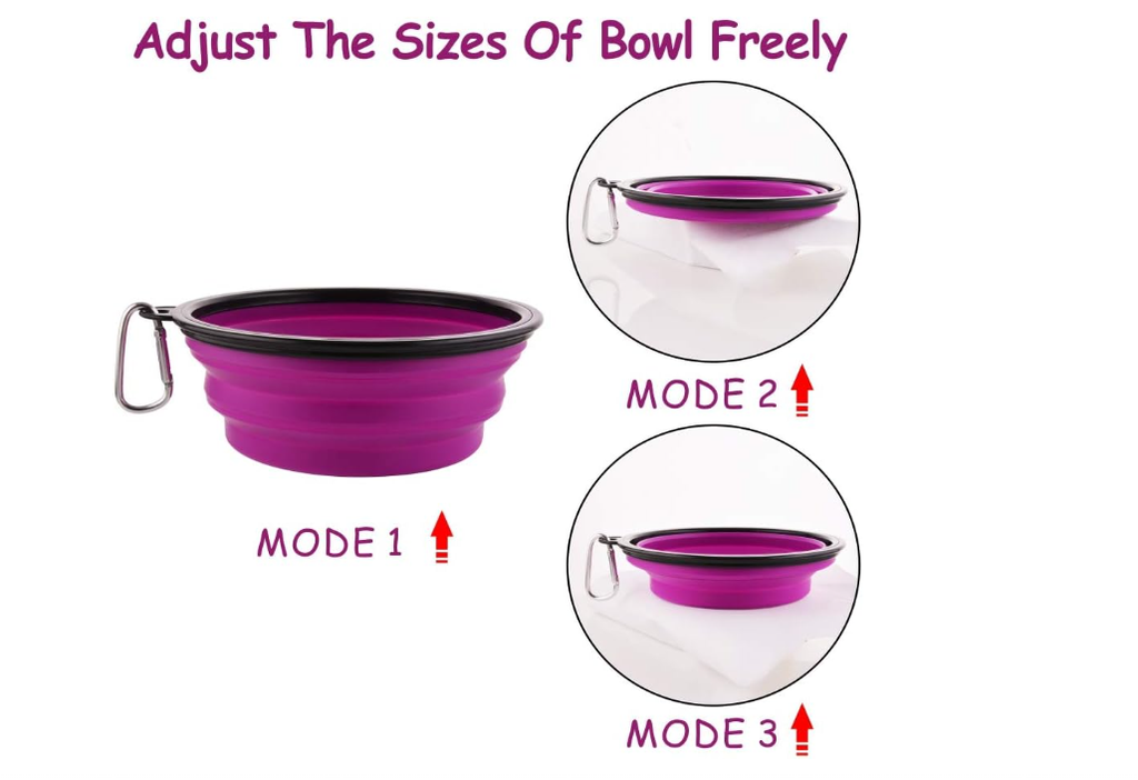 Collapsible Travel Dog Bowl, 12 oz, Set of 5, Purple