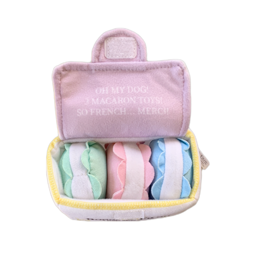Plush Macaron Squeaky Dog Toy, Box of 3 or 6