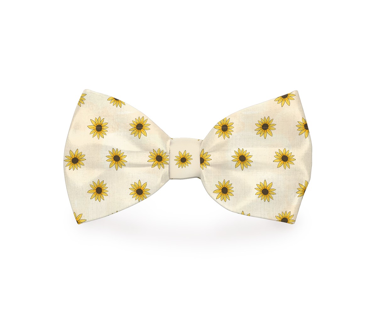 Sunflower Print Dog Bow Tie