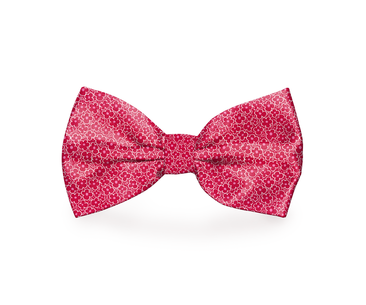 Tiny Flowers Print Pink Dog Bow Tie