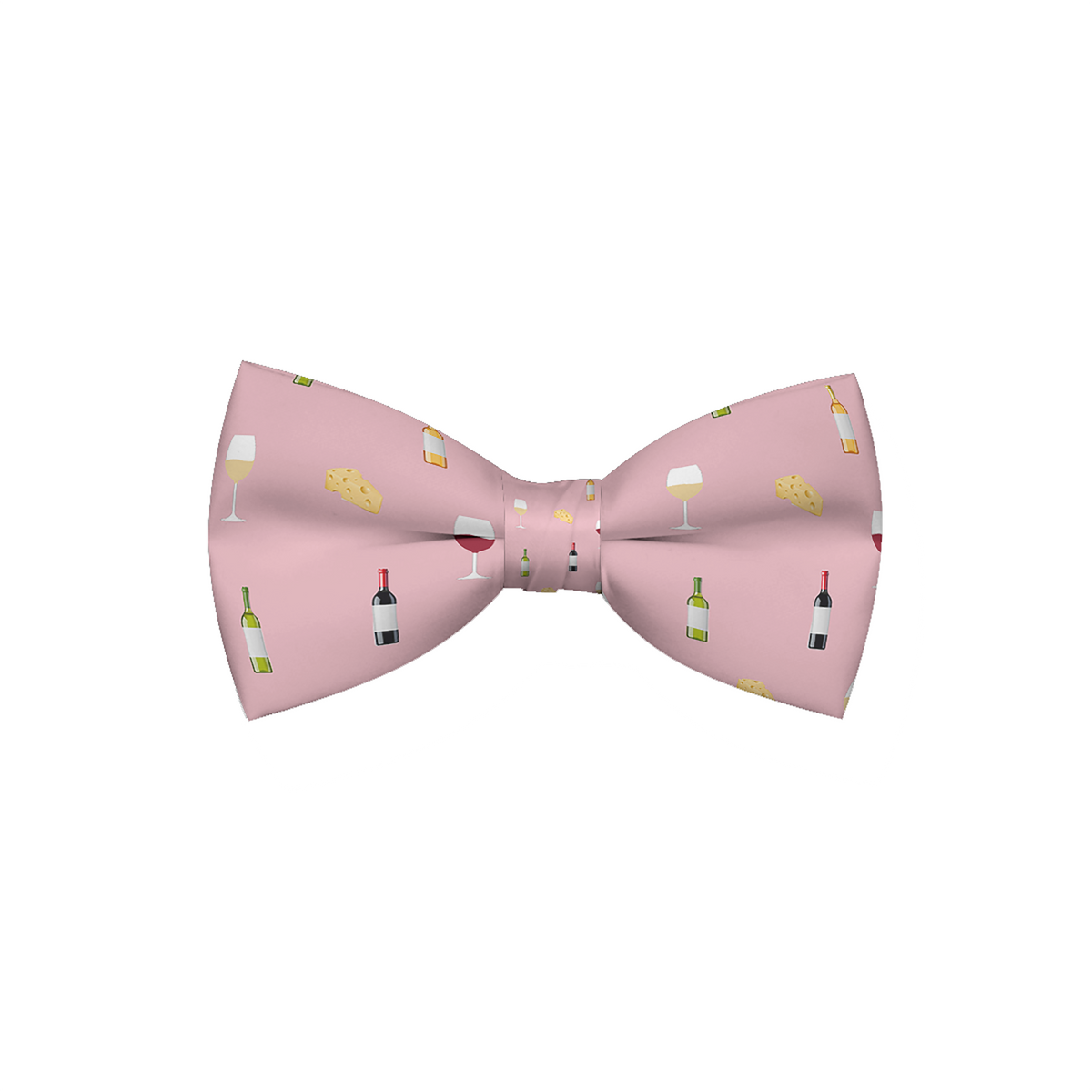 Wine and Cheese Print Pink Dog Bow Tie