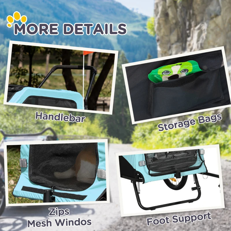 2 in 1 Dog Bike Trailer and Stroller, Pastel Blue