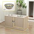 Elevated Dog Bowl Station With Sliding Door Cabinet, 14 In