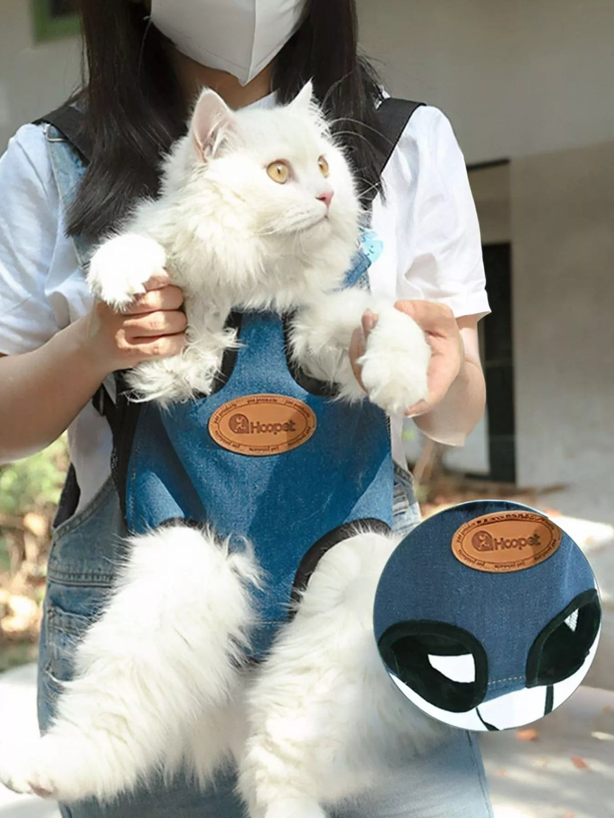 Pet Carrier Backpack With Adjustable Straps, Dusty Blue