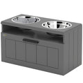 Raised Dog Bowl Stand With Slow Feeder and Drawer, Grey
