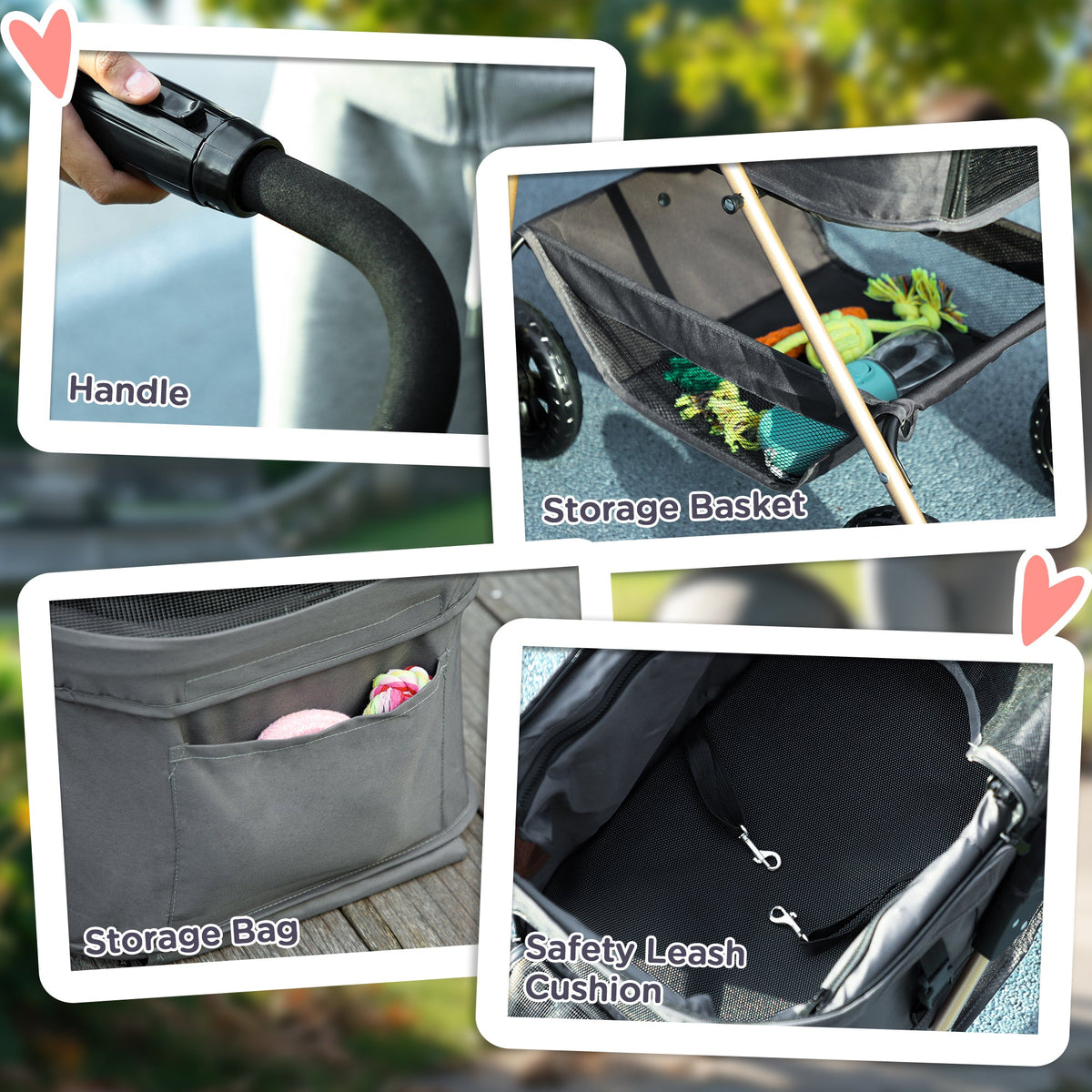 3 in 1 Pet Stroller With Detachable Carrier, Grey