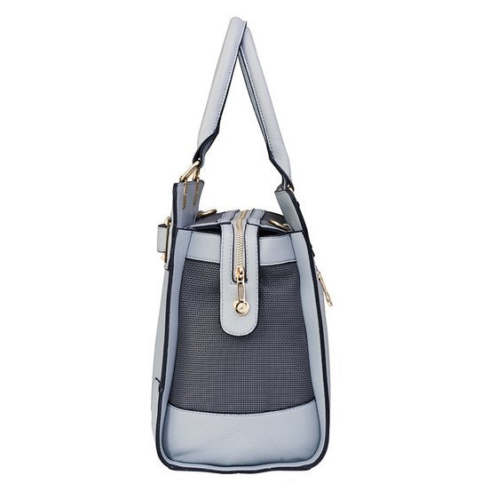 Grey Vegan Leather Pet Carrier Bag, Up to 13 lb