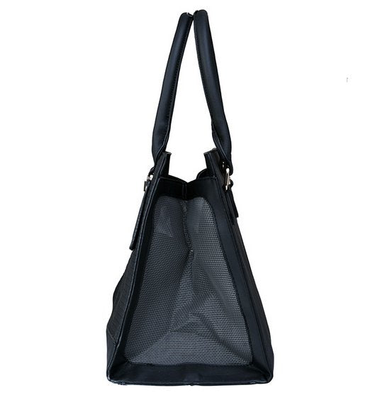 Black Vegan Leather Pet Carrier Bag, Up to 13 lb