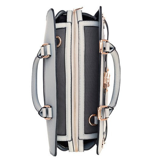 Grey Vegan Leather Pet Carrier Bag, Up to 13 lb