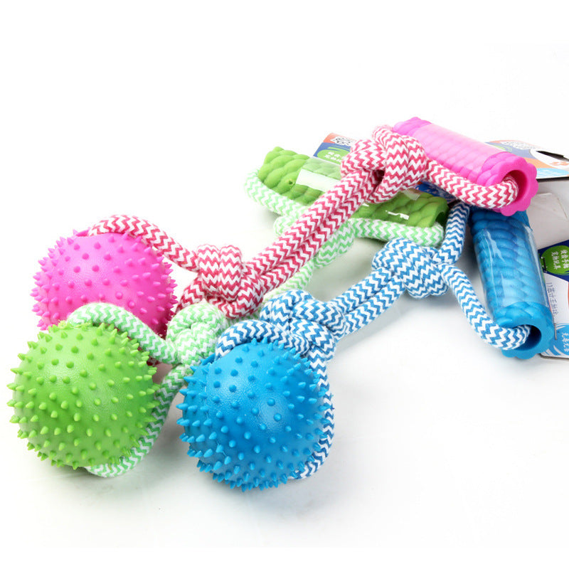 Rubber Ring Chew Toy With Rope Handle