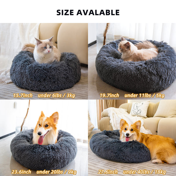 Washable Anti Anxiety Donut Dog Bed, 40 to 70 cm