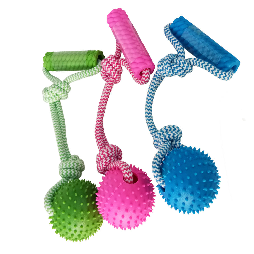 Rubber Ring Chew Toy With Rope Handle