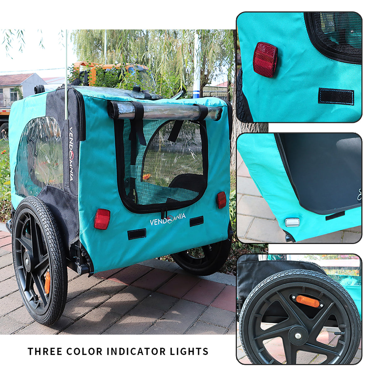 Foldable Dog Bike Trailer With Mesh Windows
