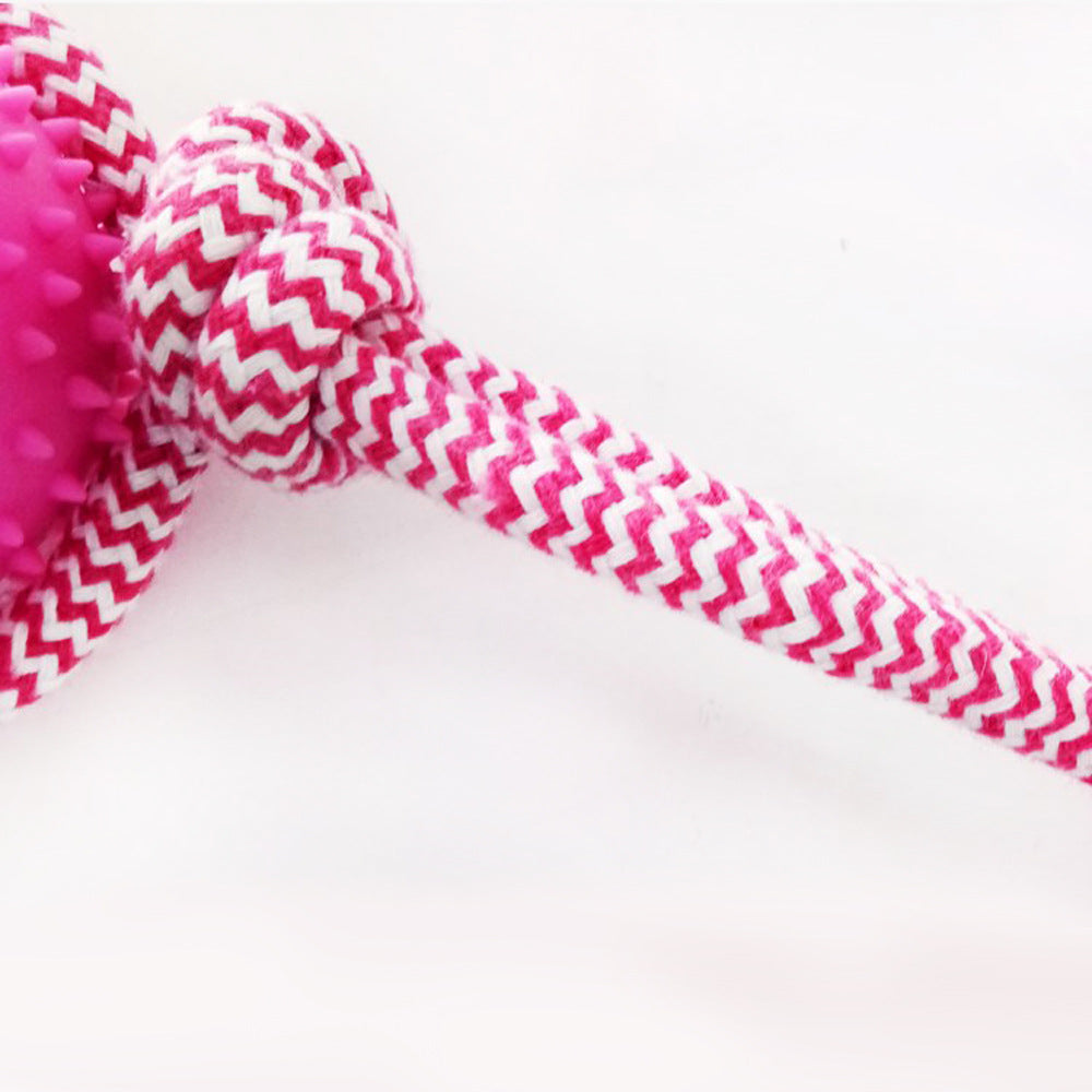Rubber Ring Chew Toy With Rope Handle