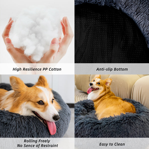 Washable Anti Anxiety Donut Dog Bed, 40 to 70 cm